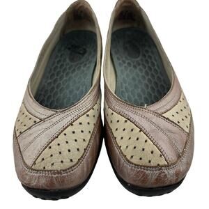 Clarks Privo Darebin Active Flats Perforated Ballet Leather Beige Pewter Size 8